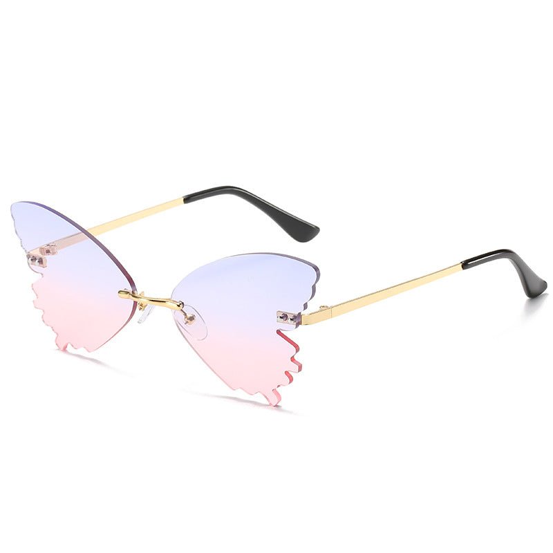 Butterfly Rimless Sunglasses Street Shooting Funny Sunglasses - Noctraoptics
