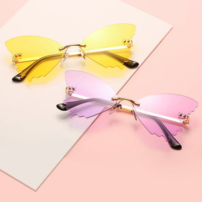 Butterfly Rimless Sunglasses Street Shooting Funny Sunglasses - Noctraoptics