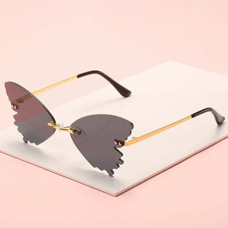 Butterfly Rimless Sunglasses Street Shooting Funny Sunglasses - Noctraoptics
