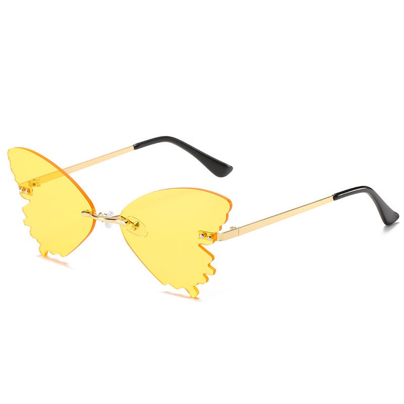 Butterfly Rimless Sunglasses Street Shooting Funny Sunglasses - Noctraoptics