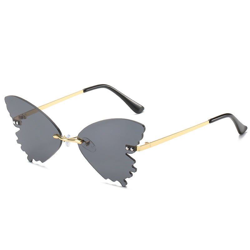 Butterfly Rimless Sunglasses Street Shooting Funny Sunglasses - Noctraoptics
