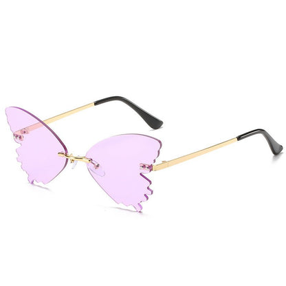 Butterfly Rimless Sunglasses Street Shooting Funny Sunglasses - Noctraoptics