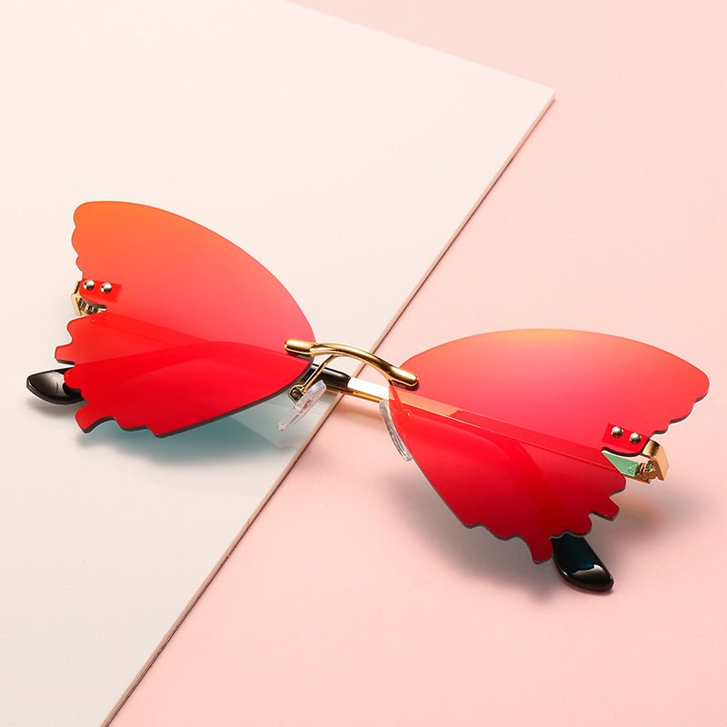 Butterfly Rimless Sunglasses Street Shooting Funny Sunglasses - Noctraoptics
