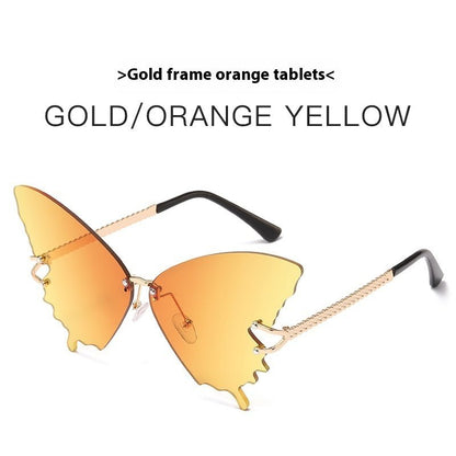 New Butterfly Sunglasses Female Fashion Large Rim Gradient Color Sunglasses - Noctraoptics