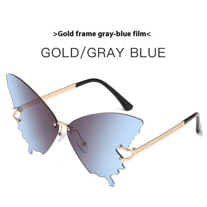 New Butterfly Sunglasses Female Fashion Large Rim Gradient Color Sunglasses - Noctraoptics
