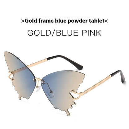New Butterfly Sunglasses Female Fashion Large Rim Gradient Color Sunglasses - Noctraoptics